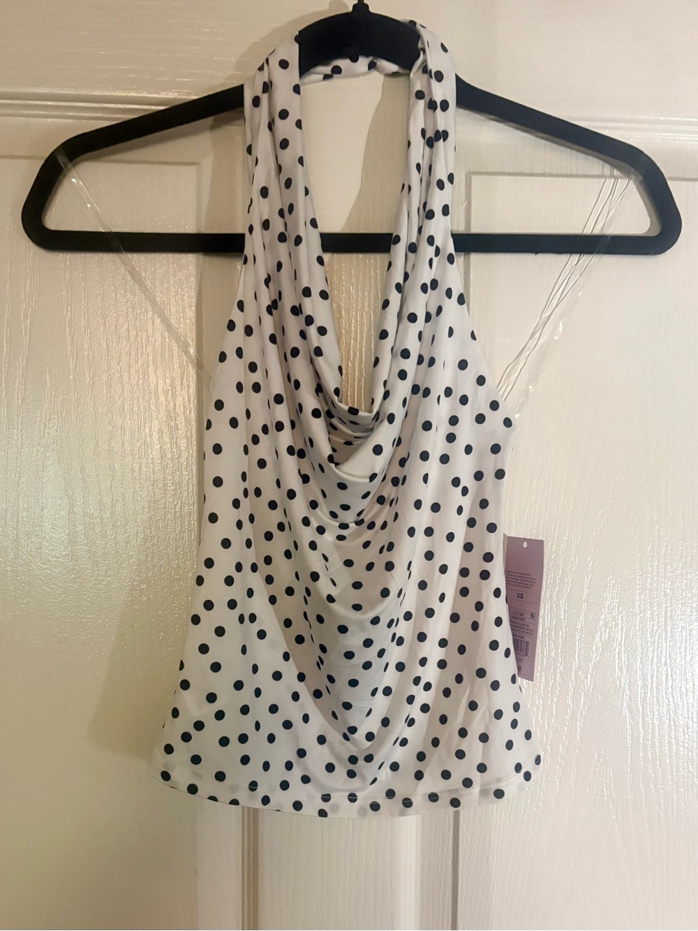 wild fable White Halter Cowl Neck Camisole with Black Polka Dots